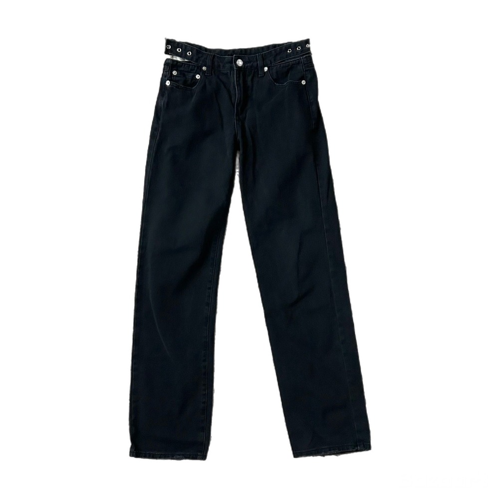 SER.O.YA Stone Black Christy Cut-Out Double Waistband Straight Leg Jeans Size 23 - Picture 2 of 8